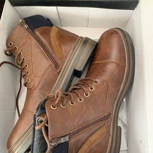 Men's Brown Leather Lace-Up Boots